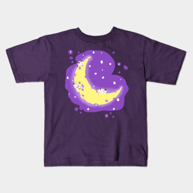 Sea Bunnies On The Moon Kids T-Shirt by Candycrypt